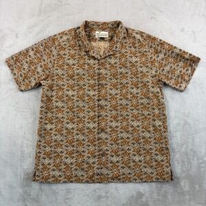 Patagonia Pataloha Hawaiian Camp Shirt in Brown Organic Cotton Dobby Men Large